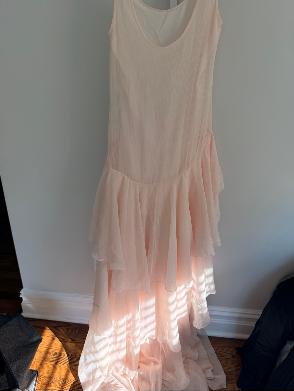 Women's Blush Pink Ruffled Maxi dress size s-m